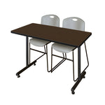 Regency Kobe Professional T - Base Training Table & 2 Zeng Stack Chairs 48