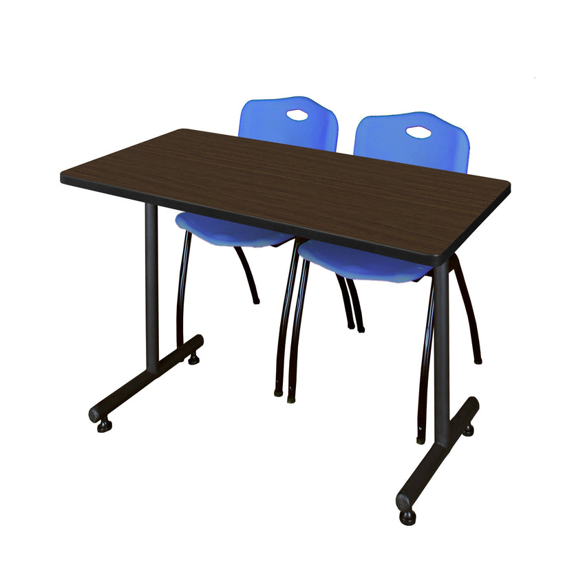 Regency Kobe Professional T - Base Training Seminar Table & 2 M Stack Chairs 48"W x 30"D x 29"H (REG - MKTRCT4830 - 2M) - SchoolOutlet