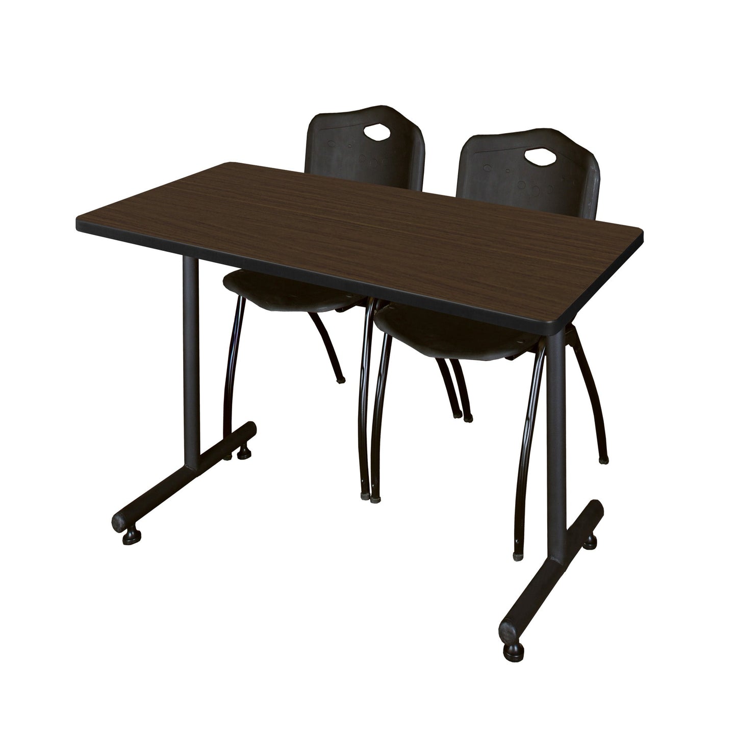 Regency Kobe Professional T - Base Training Seminar Table & 2 M Stack Chairs 48"W x 30"D x 29"H (REG - MKTRCT4830 - 2M) - SchoolOutlet