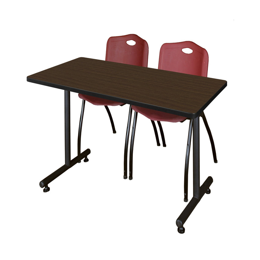 Regency Kobe Professional T - Base Training Seminar Table & 2 M Stack Chairs 48"W x 30"D x 29"H (REG - MKTRCT4830 - 2M) - SchoolOutlet