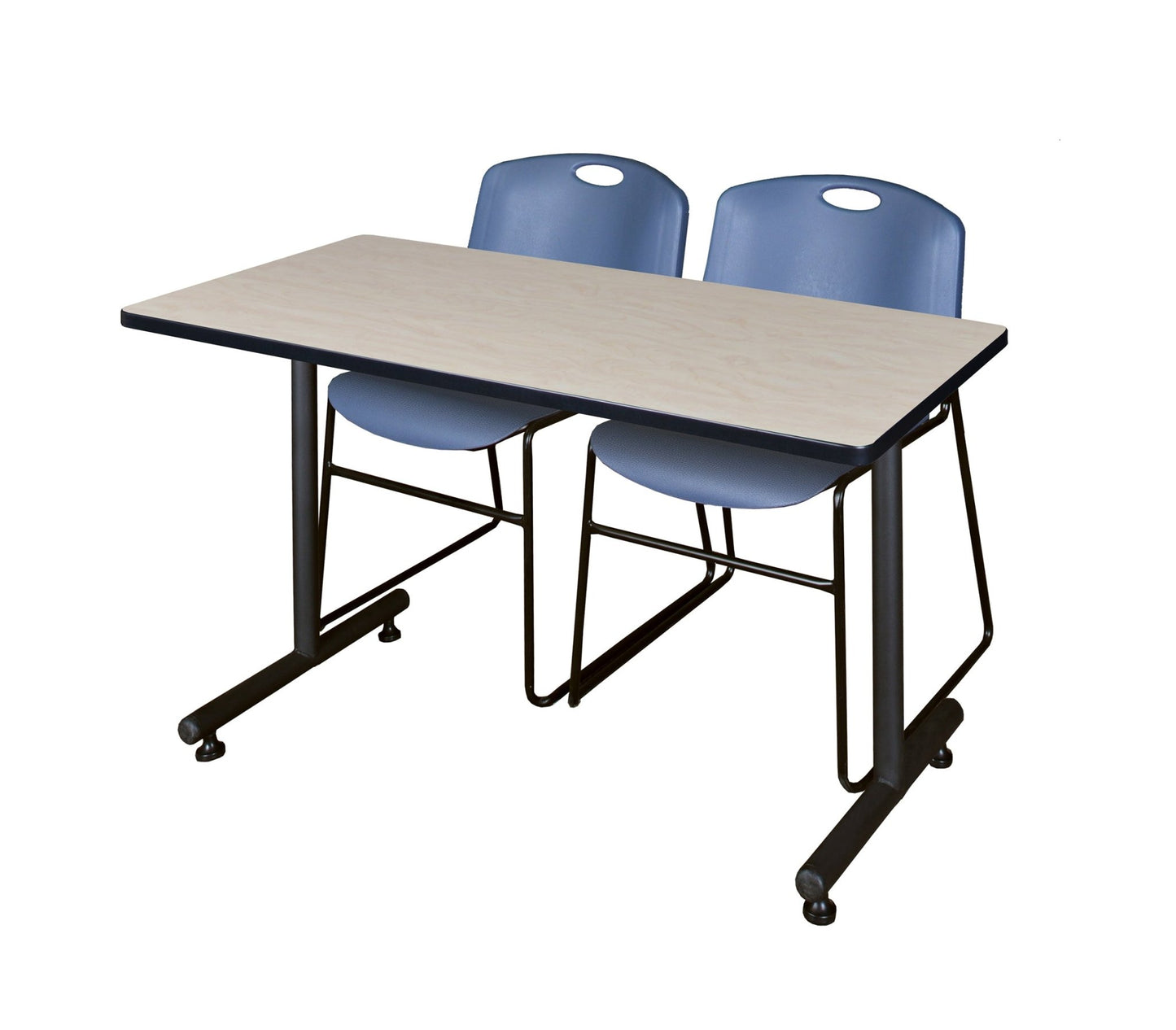 Regency Kobe Professional T - Base Training Table & 2 Zeng Stack Chairs 48"W x 30"D x 29"H (REG - MKTRCT4830 - ZNG) - SchoolOutlet
