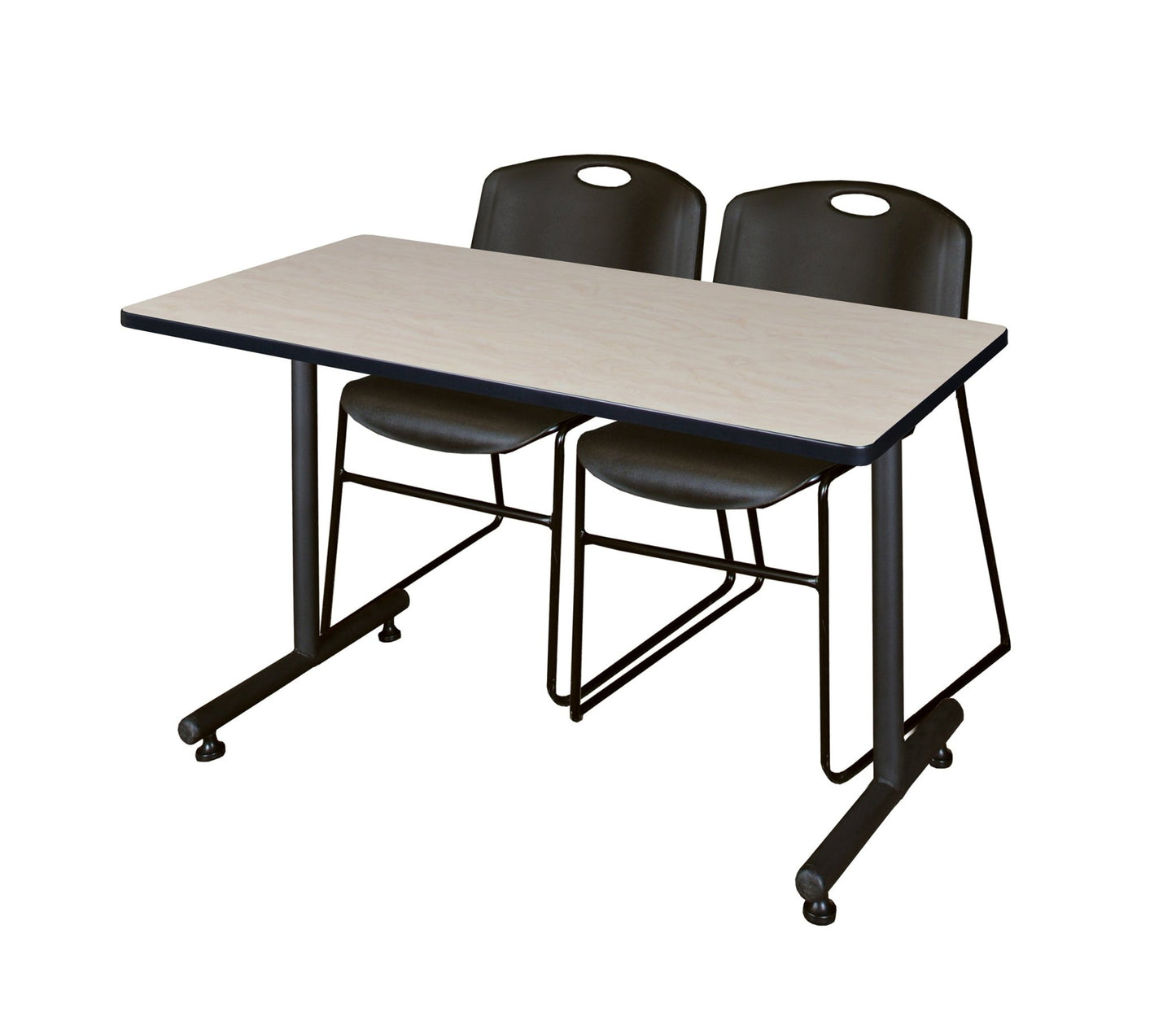 Regency Kobe Professional T - Base Training Table & 2 Zeng Stack Chairs 48"W x 30"D x 29"H (REG - MKTRCT4830 - ZNG) - SchoolOutlet