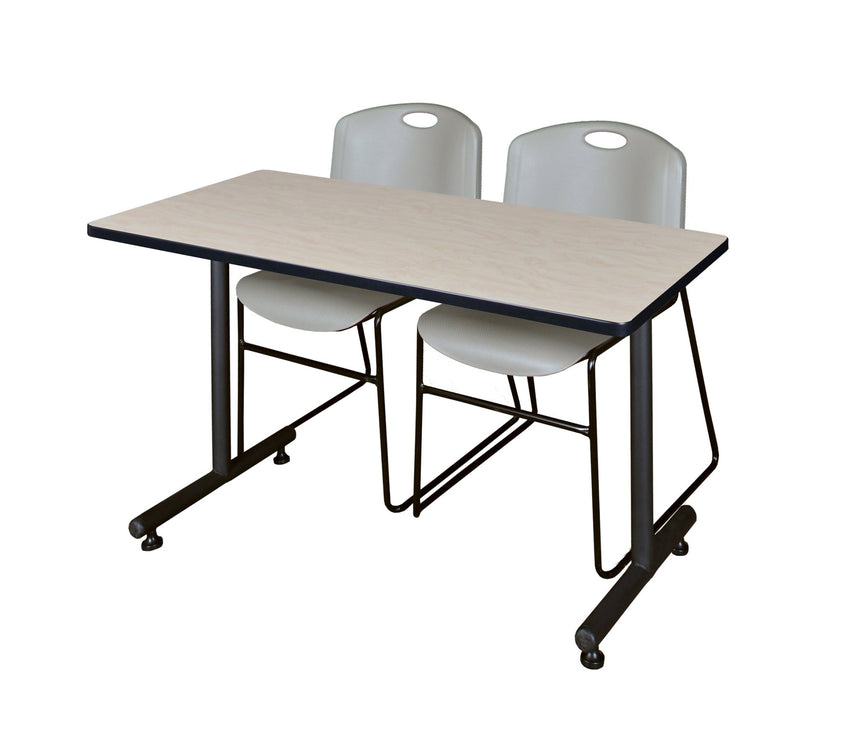Regency Kobe Professional T - Base Training Table & 2 Zeng Stack Chairs 48"W x 30"D x 29"H (REG - MKTRCT4830 - ZNG) - SchoolOutlet