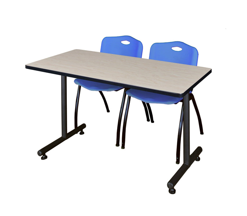 Regency Kobe Professional T - Base Training Seminar Table & 2 M Stack Chairs 48"W x 30"D x 29"H (REG - MKTRCT4830 - 2M) - SchoolOutlet