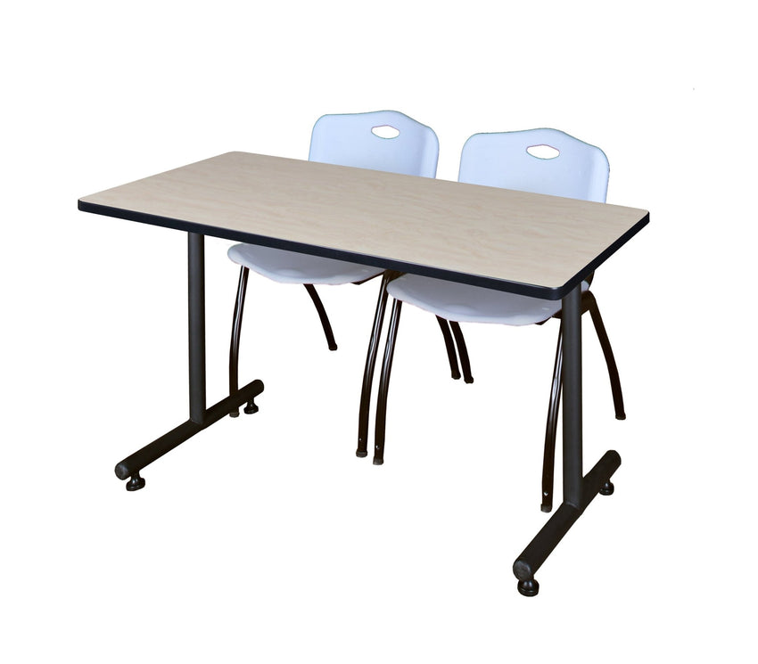 Regency Kobe Professional T - Base Training Seminar Table & 2 M Stack Chairs 48"W x 30"D x 29"H (REG - MKTRCT4830 - 2M) - SchoolOutlet