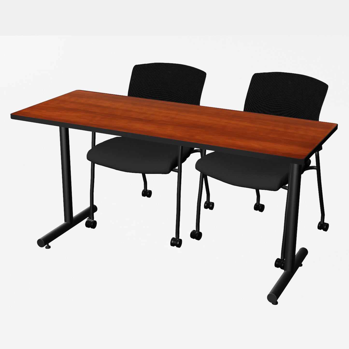 Regency Kobe Professional T - Base Training Seminar Table & 2 Knight Mesh Chairs 60"W x 24"D x 29"H (REG - MKTRCT6024 - KNM) - SchoolOutlet