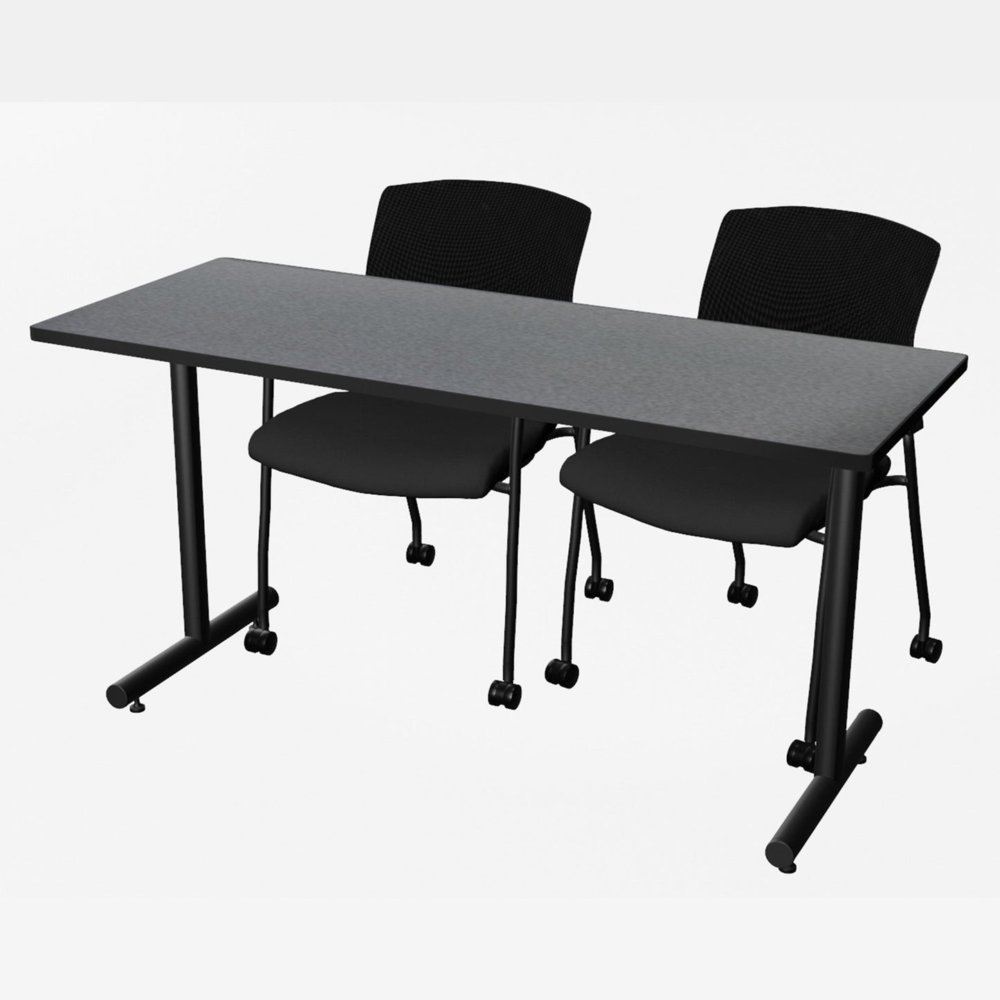 Regency Kobe Professional T - Base Training Seminar Table & 2 Knight Mesh Chairs 60"W x 24"D x 29"H (REG - MKTRCT6024 - KNM) - SchoolOutlet