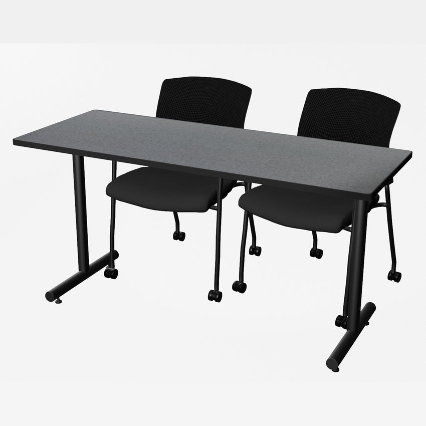 Regency Kobe Professional T - Base Training Seminar Table & 2 Knight Mesh Chairs 60"W x 24"D x 29"H (REG - MKTRCT6024 - KNM) - SchoolOutlet
