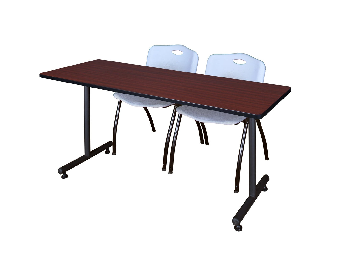Regency Kobe Professional T - Base Training Table & 2 M Stack Chairs 60"W x 24"D x 29"H (REG - MKTRCT6024 - 2M) - SchoolOutlet