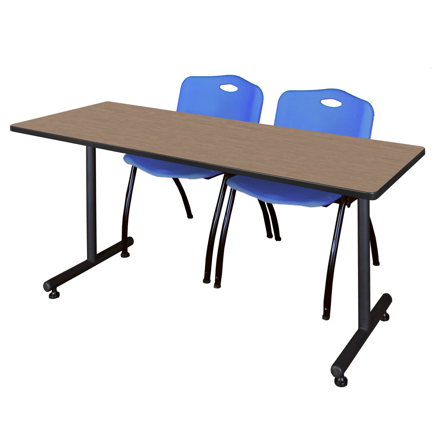 Regency Kobe Professional T - Base Training Table & 2 M Stack Chairs 60"W x 24"D x 29"H (REG - MKTRCT6024 - 2M) - SchoolOutlet
