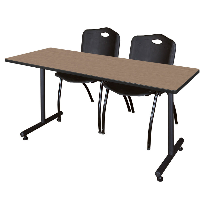 Regency Kobe Professional T - Base Training Table & 2 M Stack Chairs 60"W x 24"D x 29"H (REG - MKTRCT6024 - 2M) - SchoolOutlet