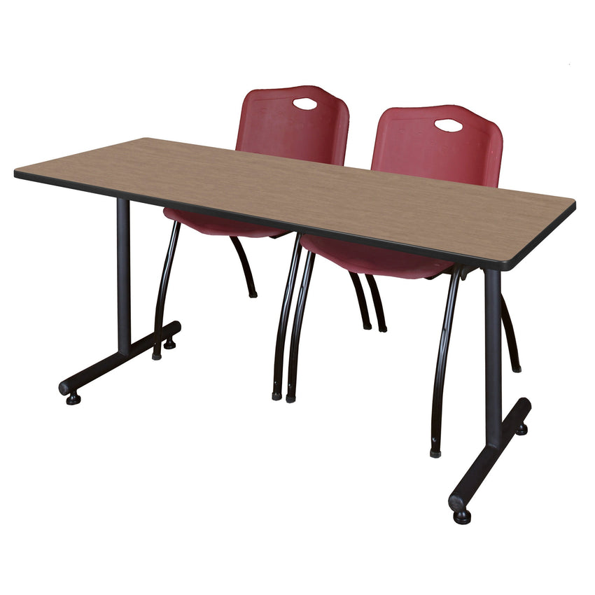 Regency Kobe Professional T - Base Training Table & 2 M Stack Chairs 60"W x 24"D x 29"H (REG - MKTRCT6024 - 2M) - SchoolOutlet