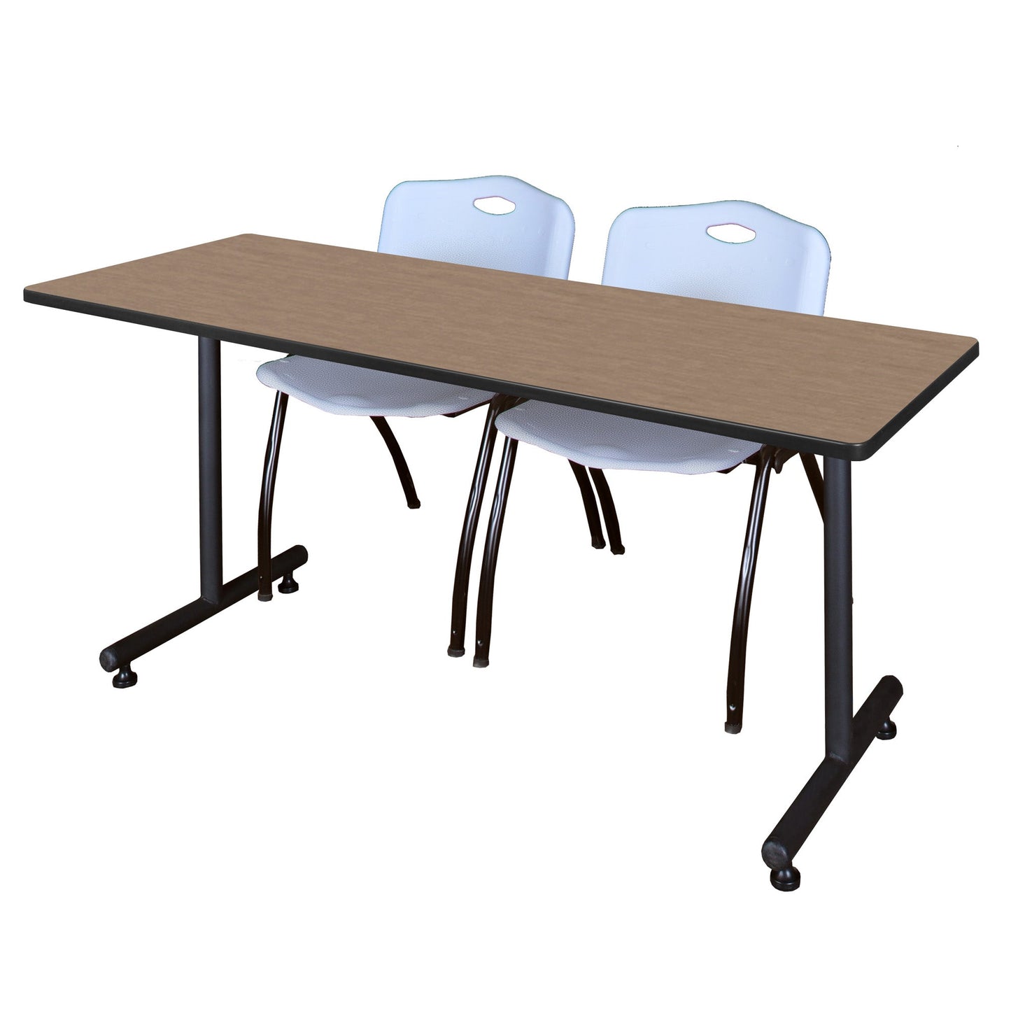 Regency Kobe Professional T - Base Training Table & 2 M Stack Chairs 60"W x 24"D x 29"H (REG - MKTRCT6024 - 2M) - SchoolOutlet