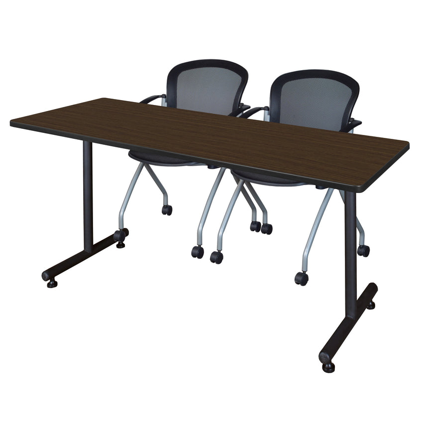 Regency Kobe Professional T - Base Training Seminar Table & 2 Cadence Nesting Chairs 60"W x 24"D x 29"H (REG - MKTRCT6024 - CAD) - SchoolOutlet