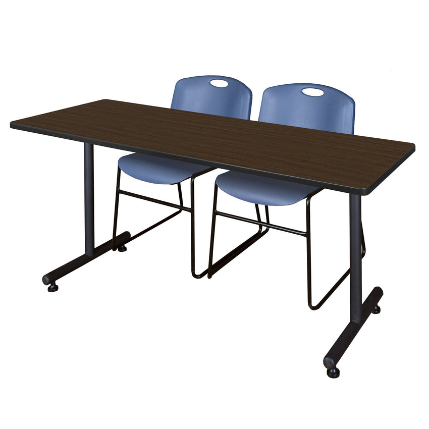 Regency Kobe Professional T - Base Training Table & 2 Zeng Stack Chairs 60"W x 24"D x 29"H (REG - MKTRCT6024 - ZNG) - SchoolOutlet