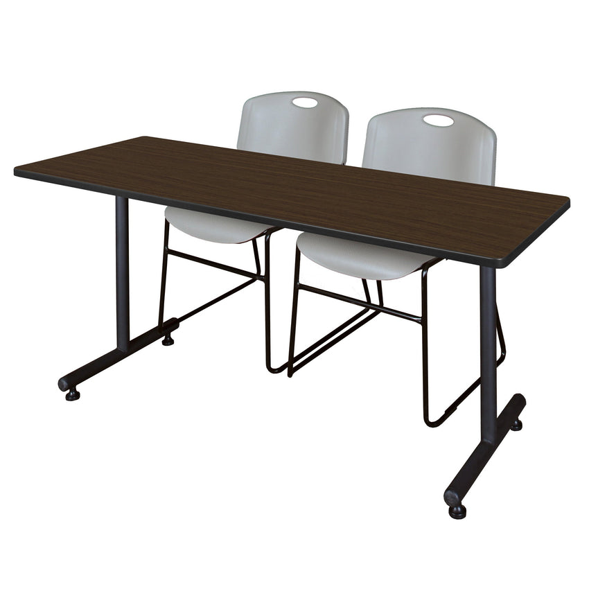 Regency Kobe Professional T - Base Training Table & 2 Zeng Stack Chairs 60"W x 24"D x 29"H (REG - MKTRCT6024 - ZNG) - SchoolOutlet