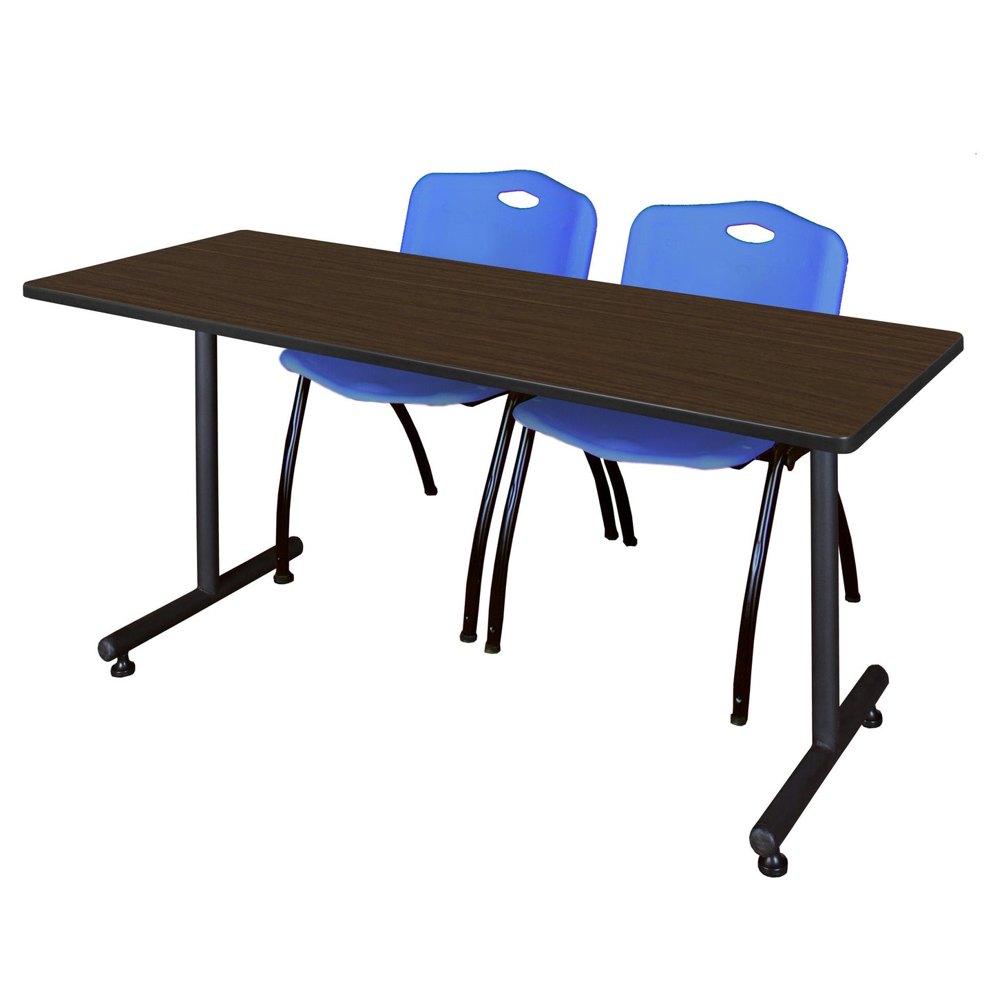 Regency Kobe Professional T - Base Training Table & 2 M Stack Chairs 60"W x 24"D x 29"H (REG - MKTRCT6024 - 2M) - SchoolOutlet