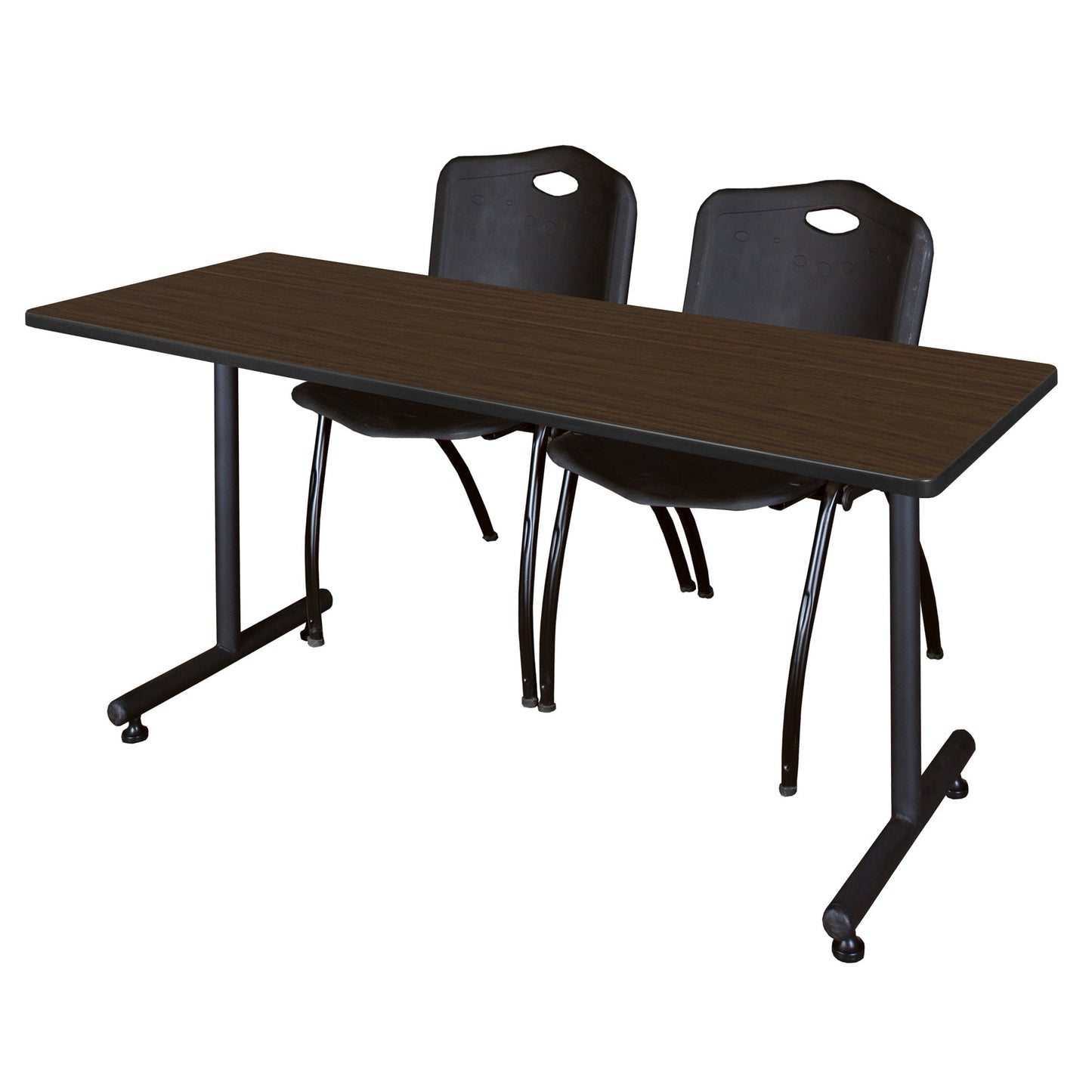 Regency Kobe Professional T - Base Training Table & 2 M Stack Chairs 60"W x 24"D x 29"H (REG - MKTRCT6024 - 2M) - SchoolOutlet