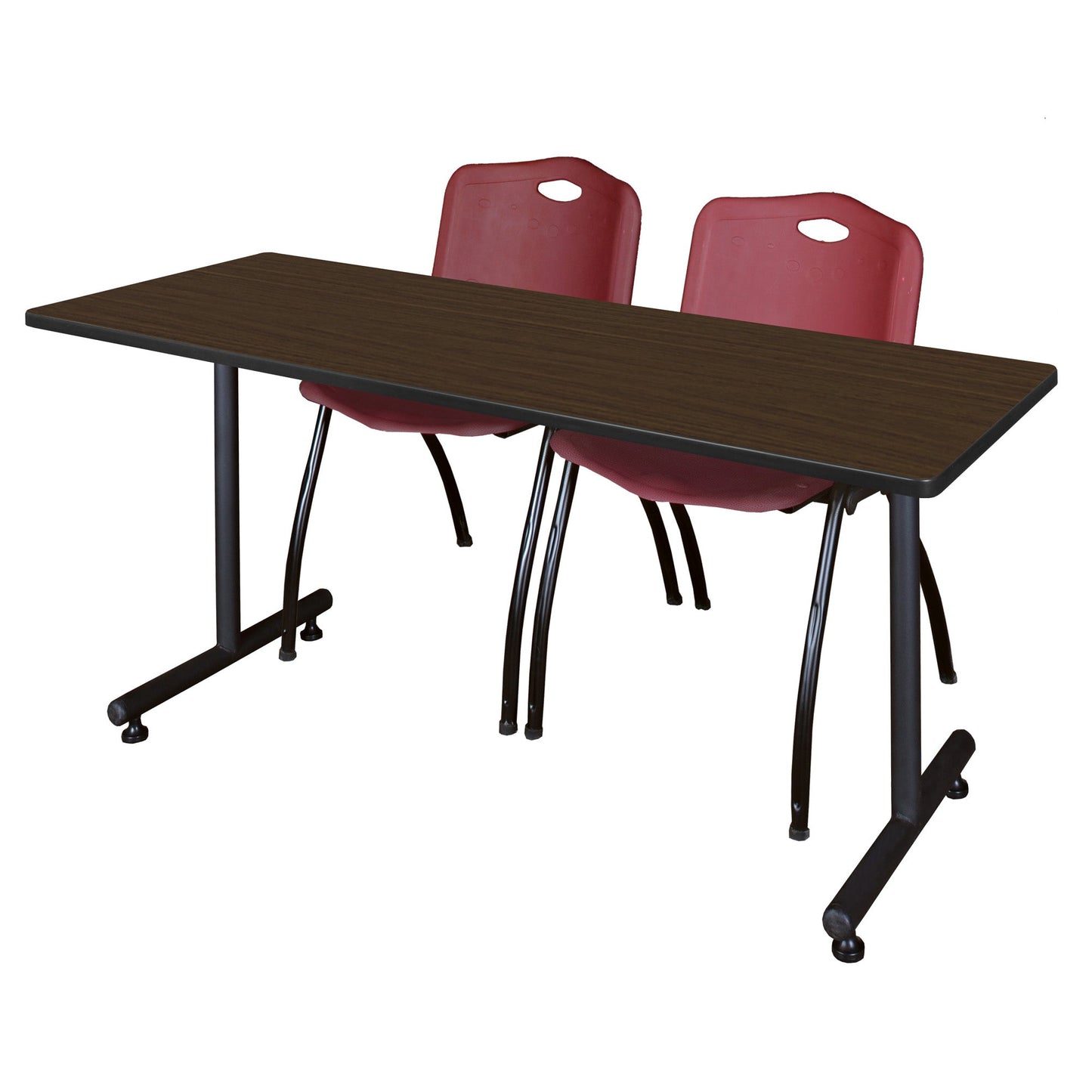 Regency Kobe Professional T - Base Training Table & 2 M Stack Chairs 60"W x 24"D x 29"H (REG - MKTRCT6024 - 2M) - SchoolOutlet