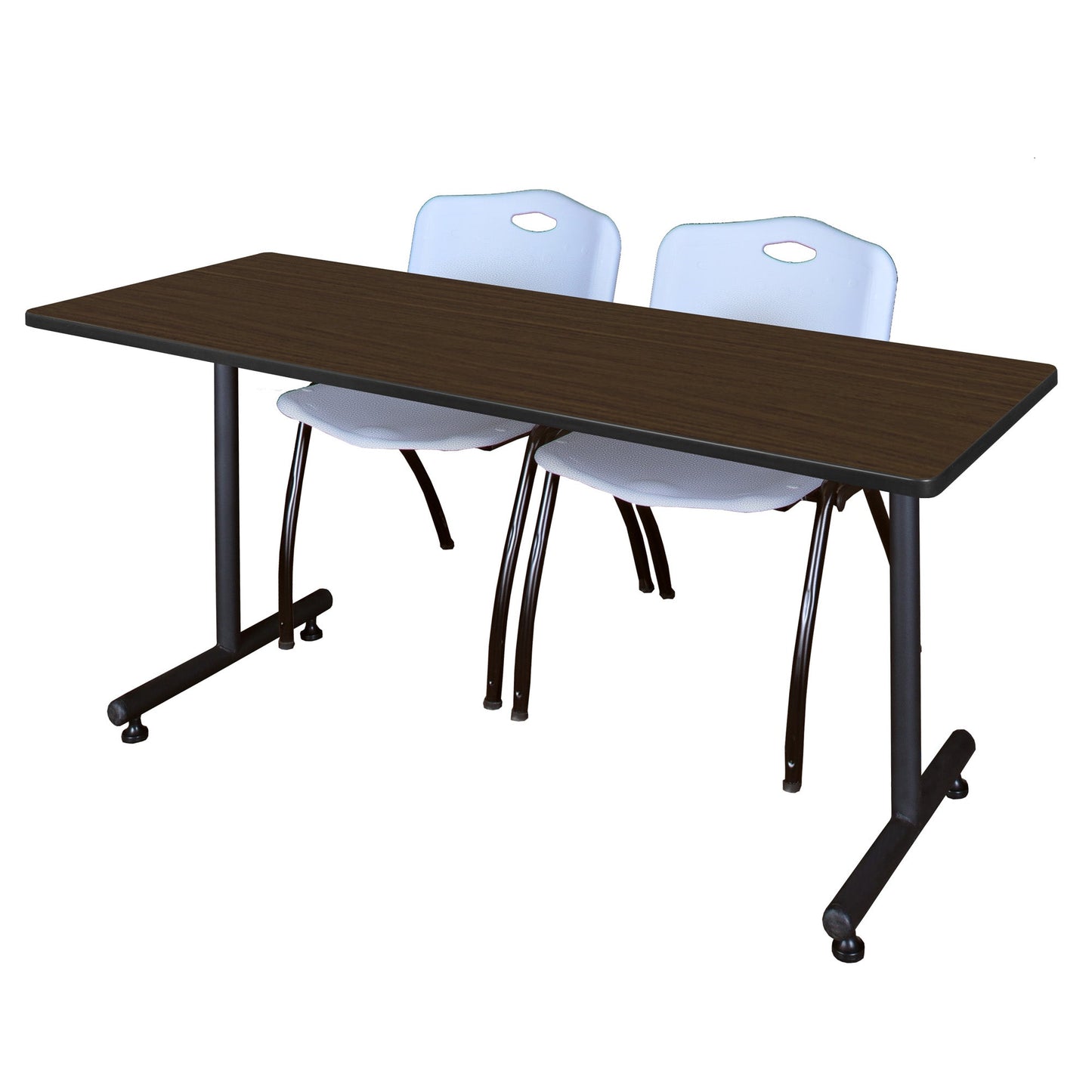 Regency Kobe Professional T - Base Training Table & 2 M Stack Chairs 60"W x 24"D x 29"H (REG - MKTRCT6024 - 2M) - SchoolOutlet