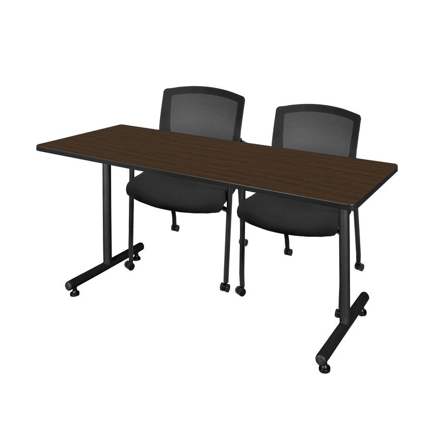 Regency Kobe Professional T - Base Training Seminar Table & 2 Knight Mesh Chairs 60"W x 24"D x 29"H (REG - MKTRCT6024 - KNM) - SchoolOutlet