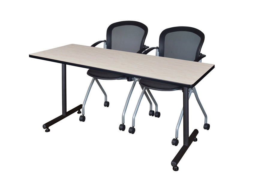 Regency Kobe Professional T - Base Training Seminar Table & 2 Cadence Nesting Chairs 60"W x 24"D x 29"H (REG - MKTRCT6024 - CAD) - SchoolOutlet