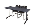 Regency Kobe Professional T - Base Training Table & 2 Zeng Stack Chairs 60