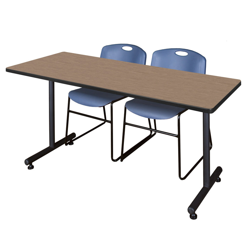 Regency Kobe Professional T - Base Training Table & 2 Zeng Stack Chairs 60"W x 30"D x 29"H (REG - MKTRCT6030 - ZNG) - SchoolOutlet