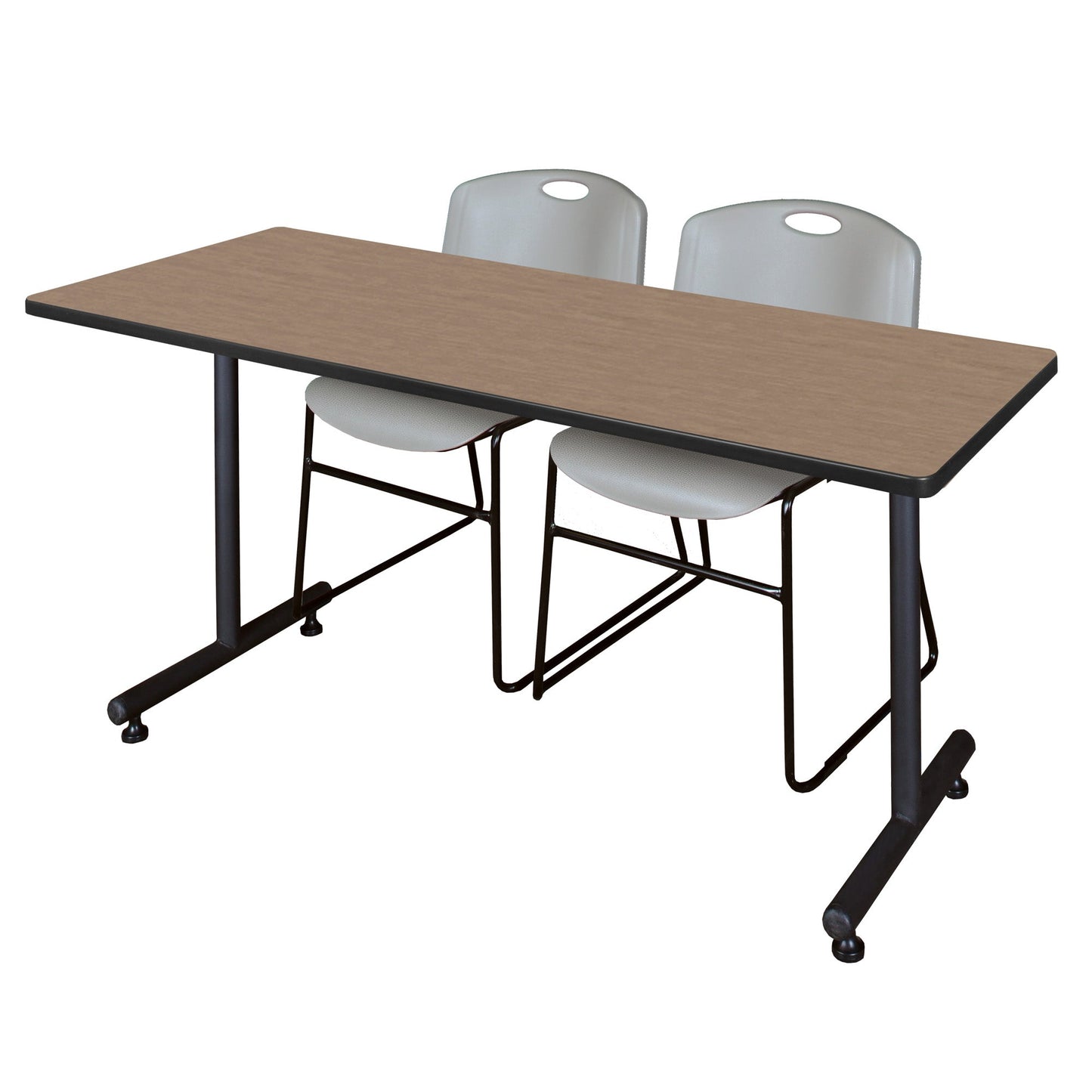 Regency Kobe Professional T - Base Training Table & 2 Zeng Stack Chairs 60"W x 30"D x 29"H (REG - MKTRCT6030 - ZNG) - SchoolOutlet