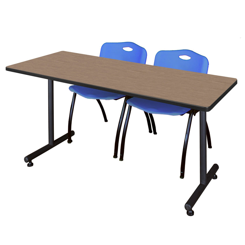 Regency Kobe Professional T - Base Training Seminar Table & 2 M Stack Chairs 60"W x 30"D x 29"H (REG - MKTRCT6030 - 2M) - SchoolOutlet