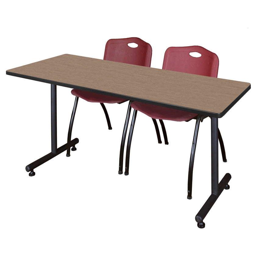 Regency Kobe Professional T - Base Training Seminar Table & 2 M Stack Chairs 60"W x 30"D x 29"H (REG - MKTRCT6030 - 2M) - SchoolOutlet