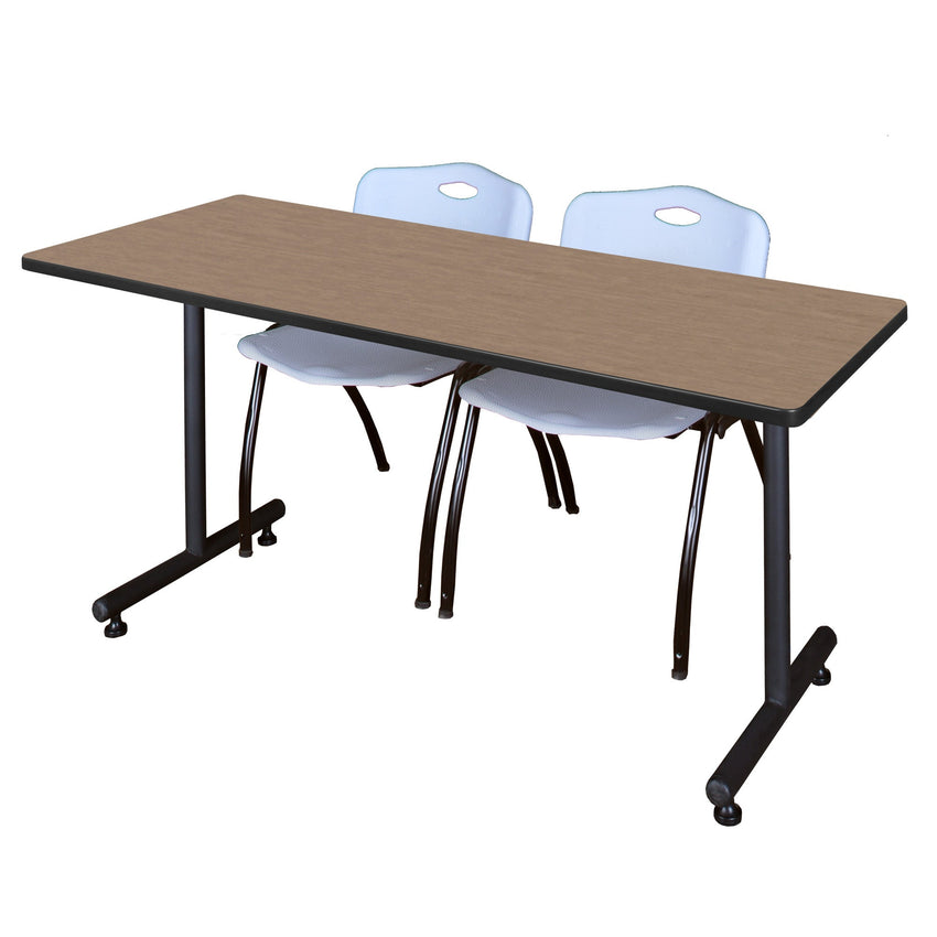 Regency Kobe Professional T - Base Training Seminar Table & 2 M Stack Chairs 60"W x 30"D x 29"H (REG - MKTRCT6030 - 2M) - SchoolOutlet