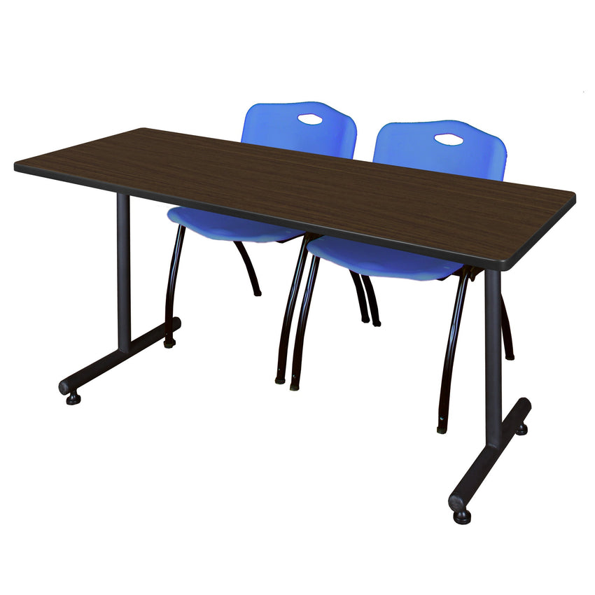 Regency Kobe Professional T - Base Training Seminar Table & 2 M Stack Chairs 60"W x 30"D x 29"H (REG - MKTRCT6030 - 2M) - SchoolOutlet
