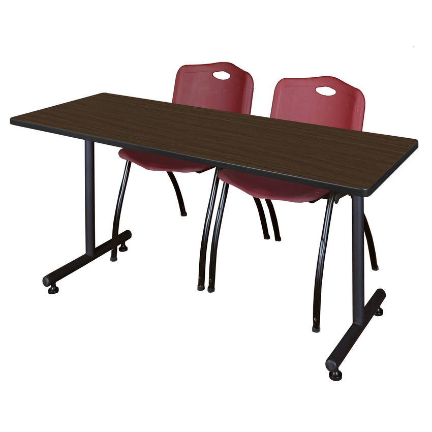Regency Kobe Professional T - Base Training Seminar Table & 2 M Stack Chairs 60"W x 30"D x 29"H (REG - MKTRCT6030 - 2M) - SchoolOutlet