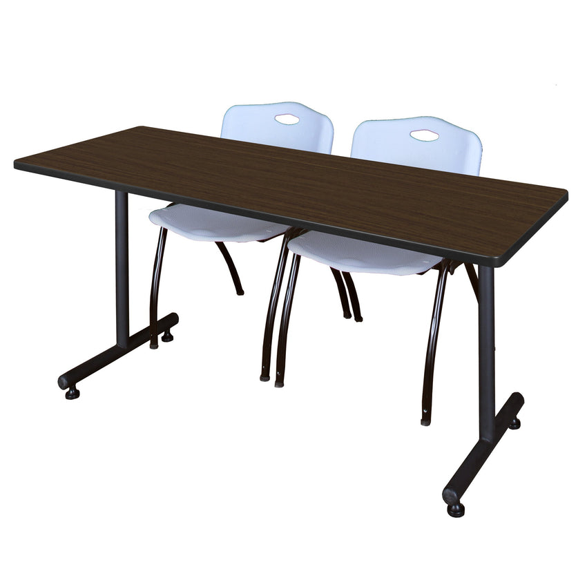 Regency Kobe Professional T - Base Training Seminar Table & 2 M Stack Chairs 60"W x 30"D x 29"H (REG - MKTRCT6030 - 2M) - SchoolOutlet