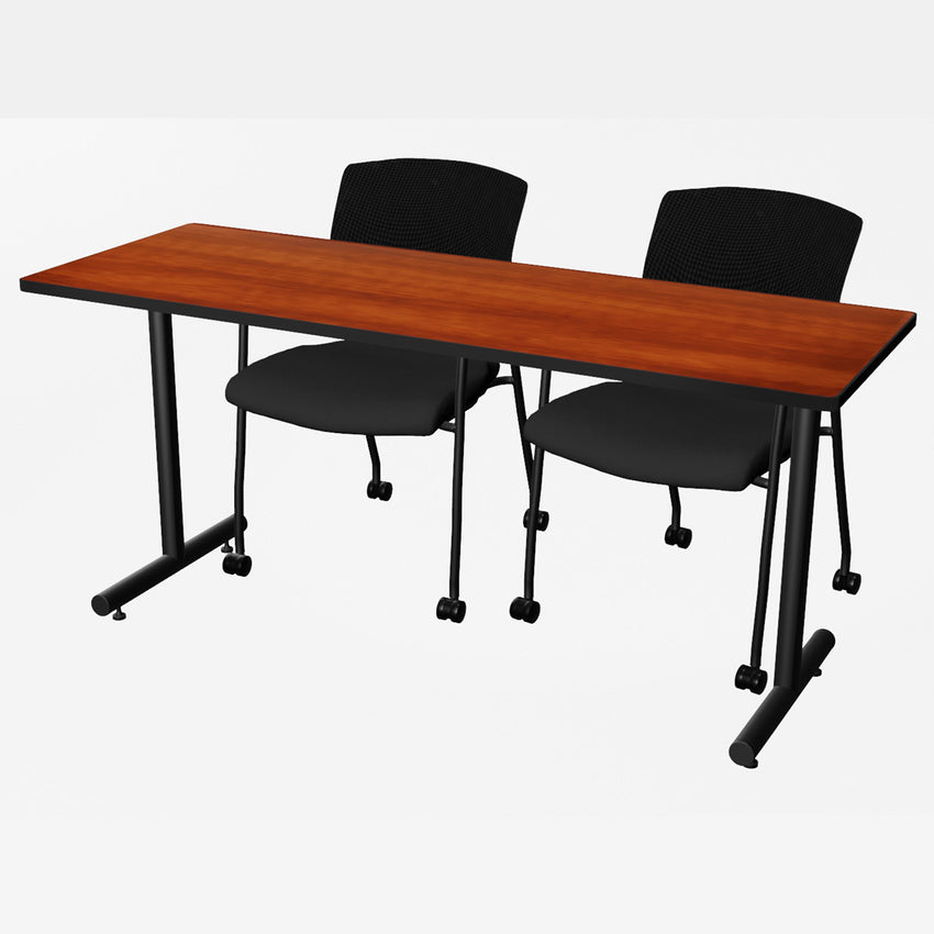 Regency Kobe Professional T - Base Training Seminar Table & 2 Knight Mesh Chairs 66"W x 24"D x 29"H (REG - MKTRCT6624 - KNM) - SchoolOutlet