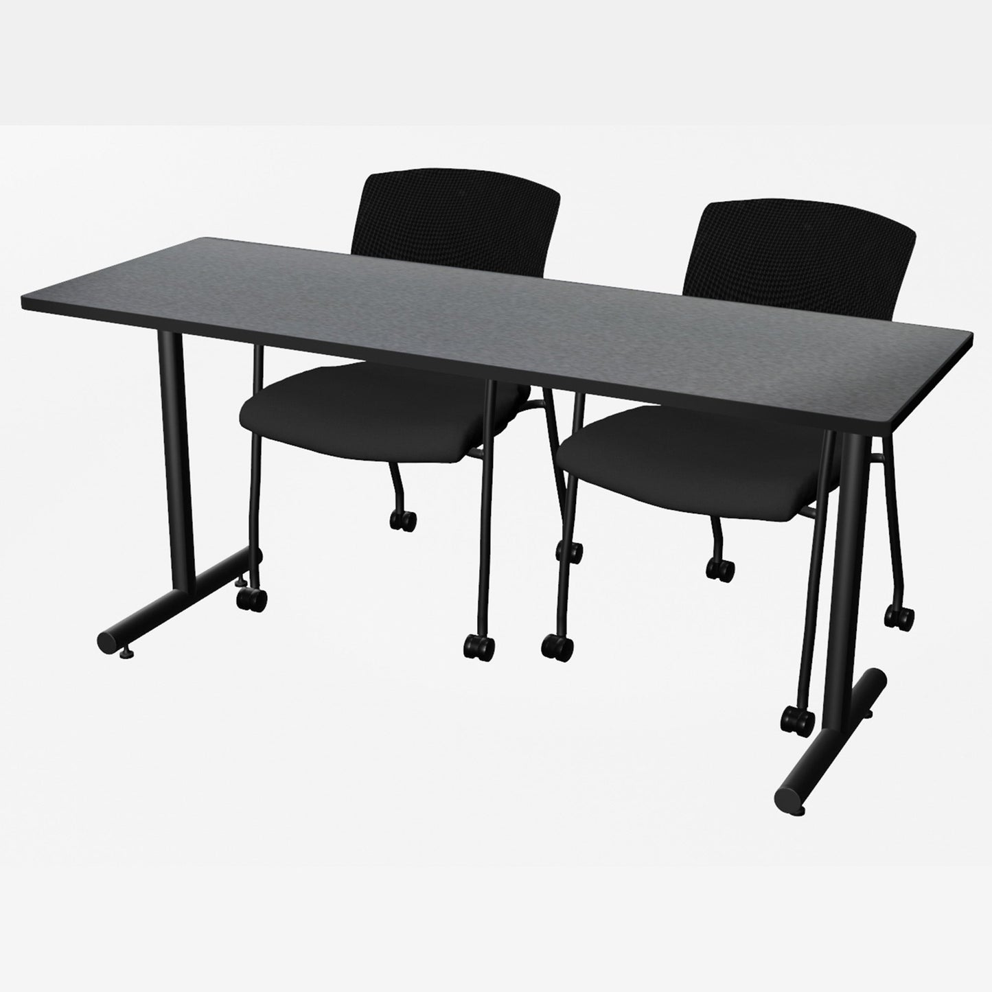 Regency Kobe Professional T - Base Training Seminar Table & 2 Knight Mesh Chairs 66"W x 24"D x 29"H (REG - MKTRCT6624 - KNM) - SchoolOutlet