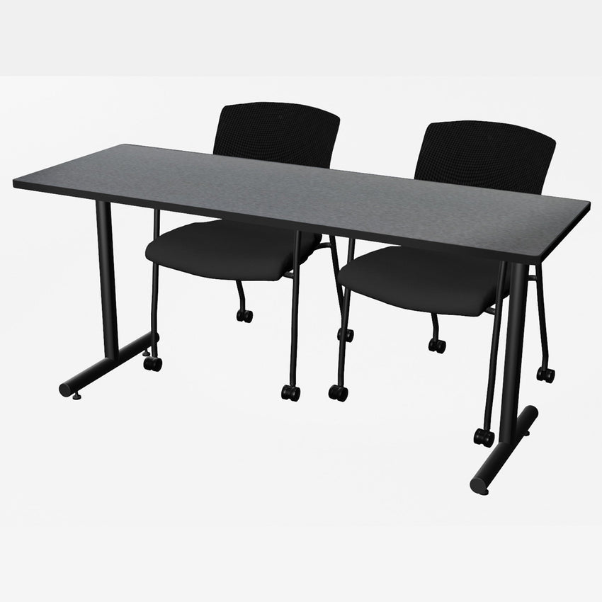 Regency Kobe Professional T - Base Training Seminar Table & 2 Knight Mesh Chairs 66"W x 24"D x 29"H (REG - MKTRCT6624 - KNM) - SchoolOutlet