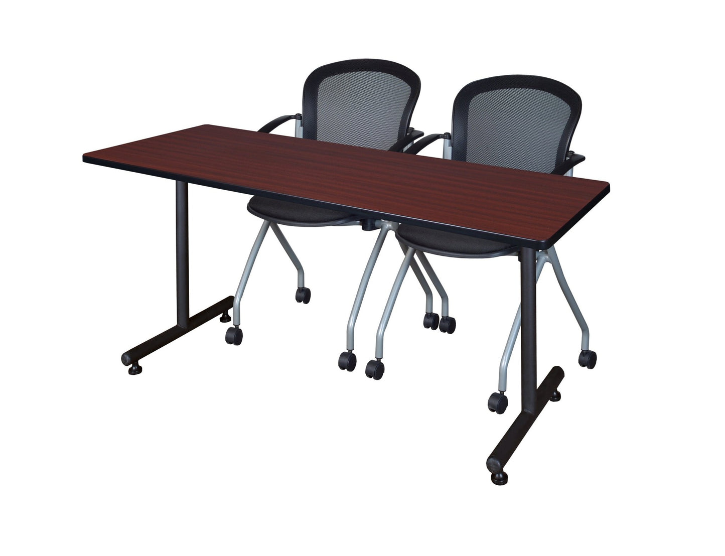 Regency Kobe Professional T - Base Training Seminar Table & 2 Cadence Nesting Chairs 66"W x 24"D x 29"H (REG - MKTRCT6624 - CAD) - SchoolOutlet