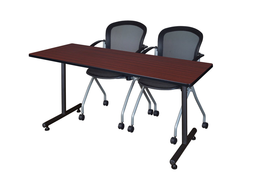 Regency Kobe Professional T - Base Training Seminar Table & 2 Cadence Nesting Chairs 66"W x 24"D x 29"H (REG - MKTRCT6624 - CAD) - SchoolOutlet