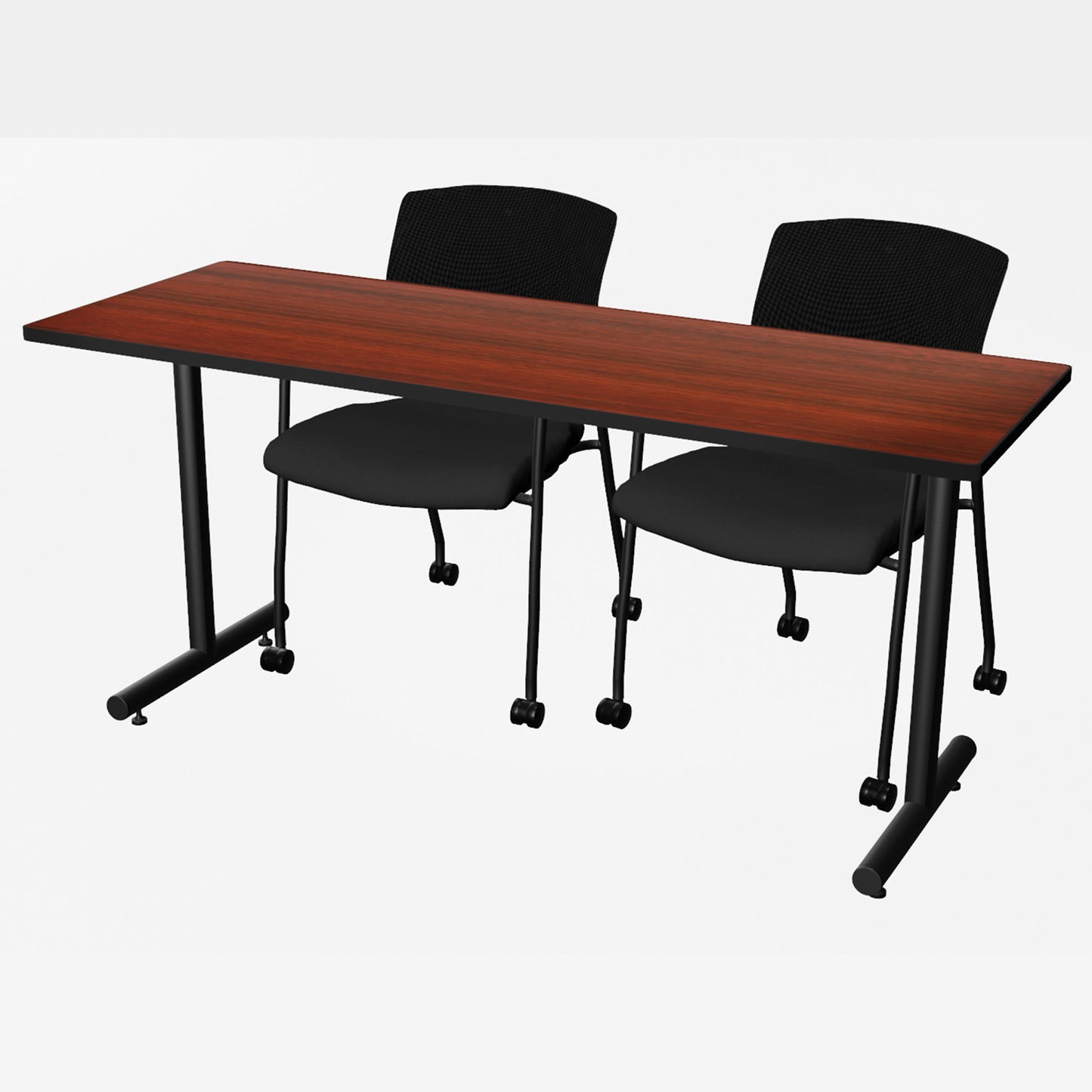 Regency Kobe Professional T - Base Training Seminar Table & 2 Knight Mesh Chairs 66"W x 24"D x 29"H (REG - MKTRCT6624 - KNM) - SchoolOutlet
