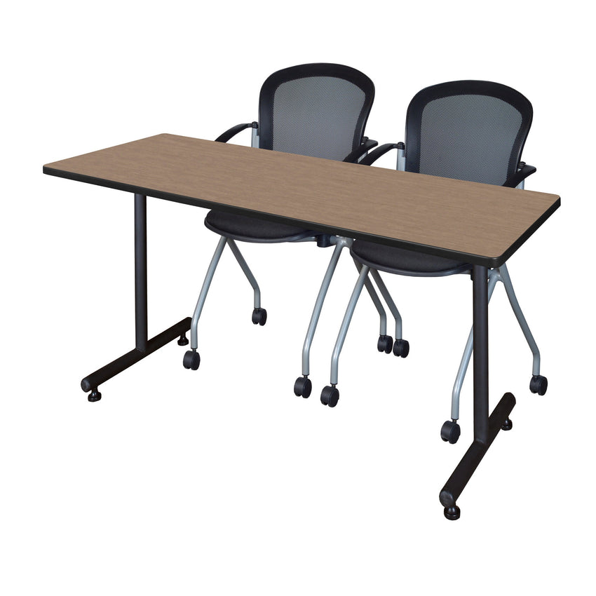 Regency Kobe Professional T - Base Training Seminar Table & 2 Cadence Nesting Chairs 66"W x 24"D x 29"H (REG - MKTRCT6624 - CAD) - SchoolOutlet