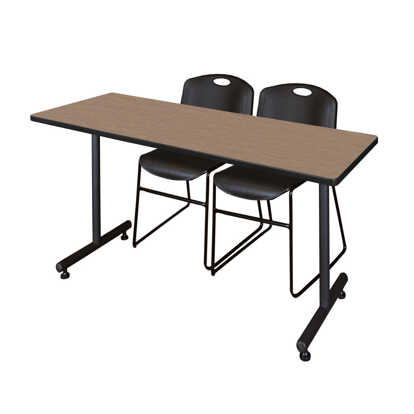 Regency Kobe Professional T - Base Training Table & 2 Zeng Stack Chairs 66"W x 24"D x 29"H (REG - MKTRCT6624 - ZNG) - SchoolOutlet