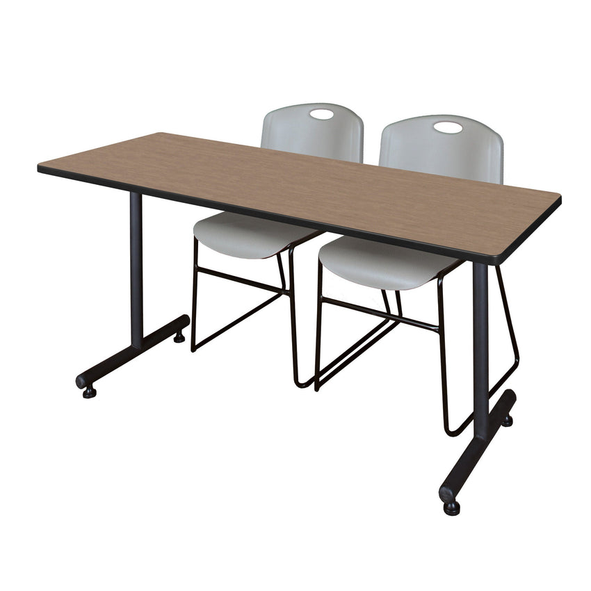 Regency Kobe Professional T - Base Training Table & 2 Zeng Stack Chairs 66"W x 24"D x 29"H (REG - MKTRCT6624 - ZNG) - SchoolOutlet