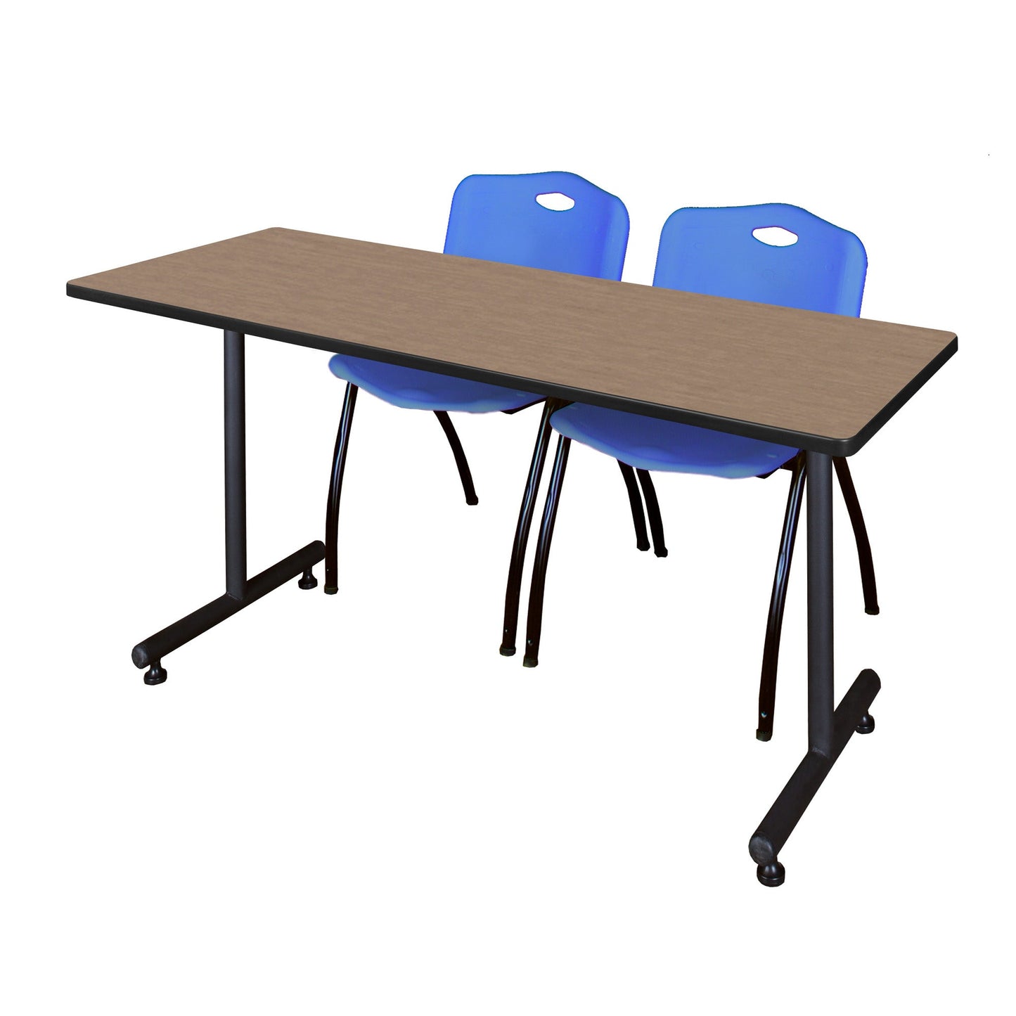 Regency Kobe Professional T - Base Training Table & 2 M Stack Chairs 66"W x 24"D x 29"H (REG - MKTRCT6624 - 2M) - SchoolOutlet