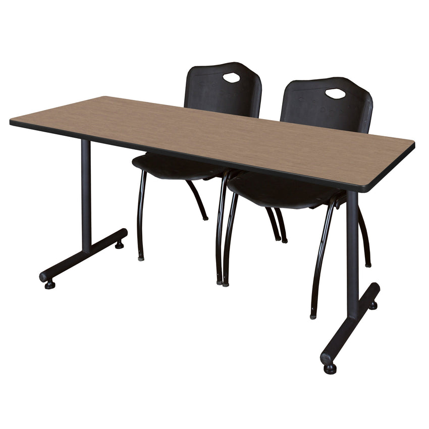 Regency Kobe Professional T - Base Training Table & 2 M Stack Chairs 66"W x 24"D x 29"H (REG - MKTRCT6624 - 2M) - SchoolOutlet