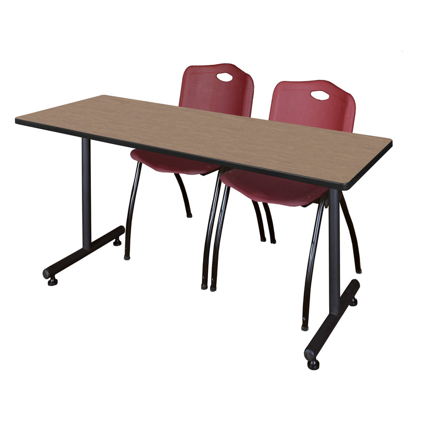Regency Kobe Professional T - Base Training Table & 2 M Stack Chairs 66"W x 24"D x 29"H (REG - MKTRCT6624 - 2M) - SchoolOutlet