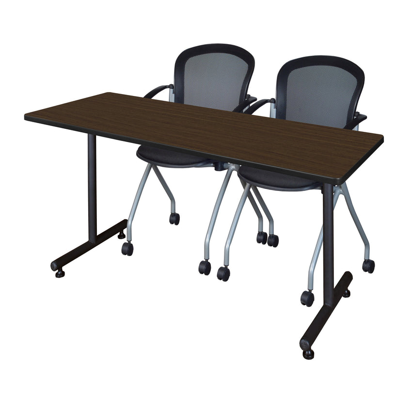 Regency Kobe Professional T - Base Training Seminar Table & 2 Cadence Nesting Chairs 66"W x 24"D x 29"H (REG - MKTRCT6624 - CAD) - SchoolOutlet
