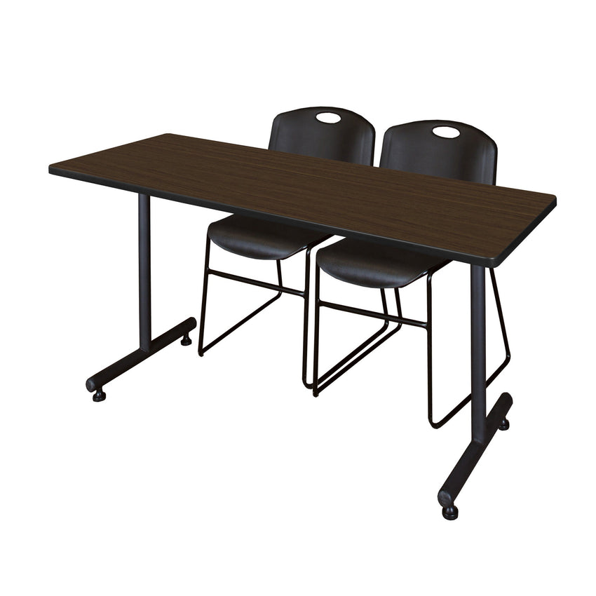 Regency Kobe Professional T - Base Training Table & 2 Zeng Stack Chairs 66"W x 24"D x 29"H (REG - MKTRCT6624 - ZNG) - SchoolOutlet