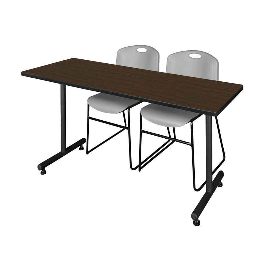 Regency Kobe Professional T - Base Training Table & 2 Zeng Stack Chairs 66"W x 24"D x 29"H (REG - MKTRCT6624 - ZNG) - SchoolOutlet